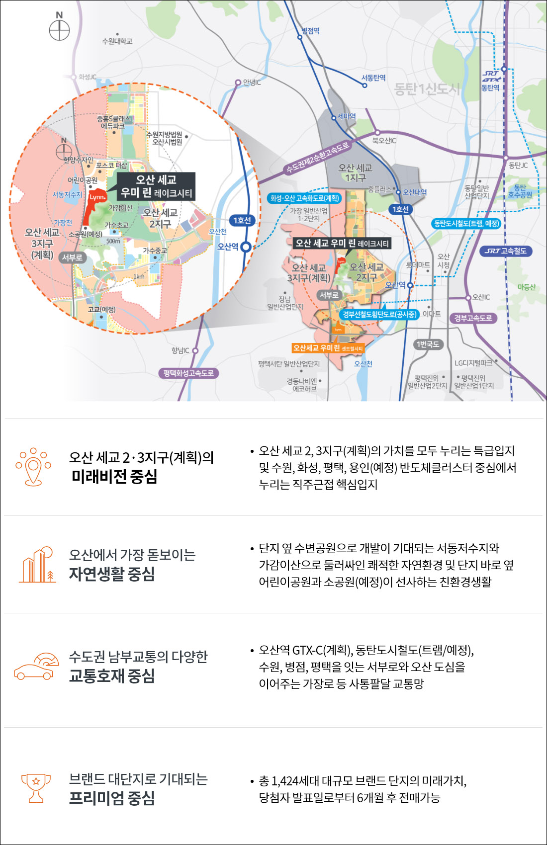 오산 세교 우미린 레이크시티 입지환경